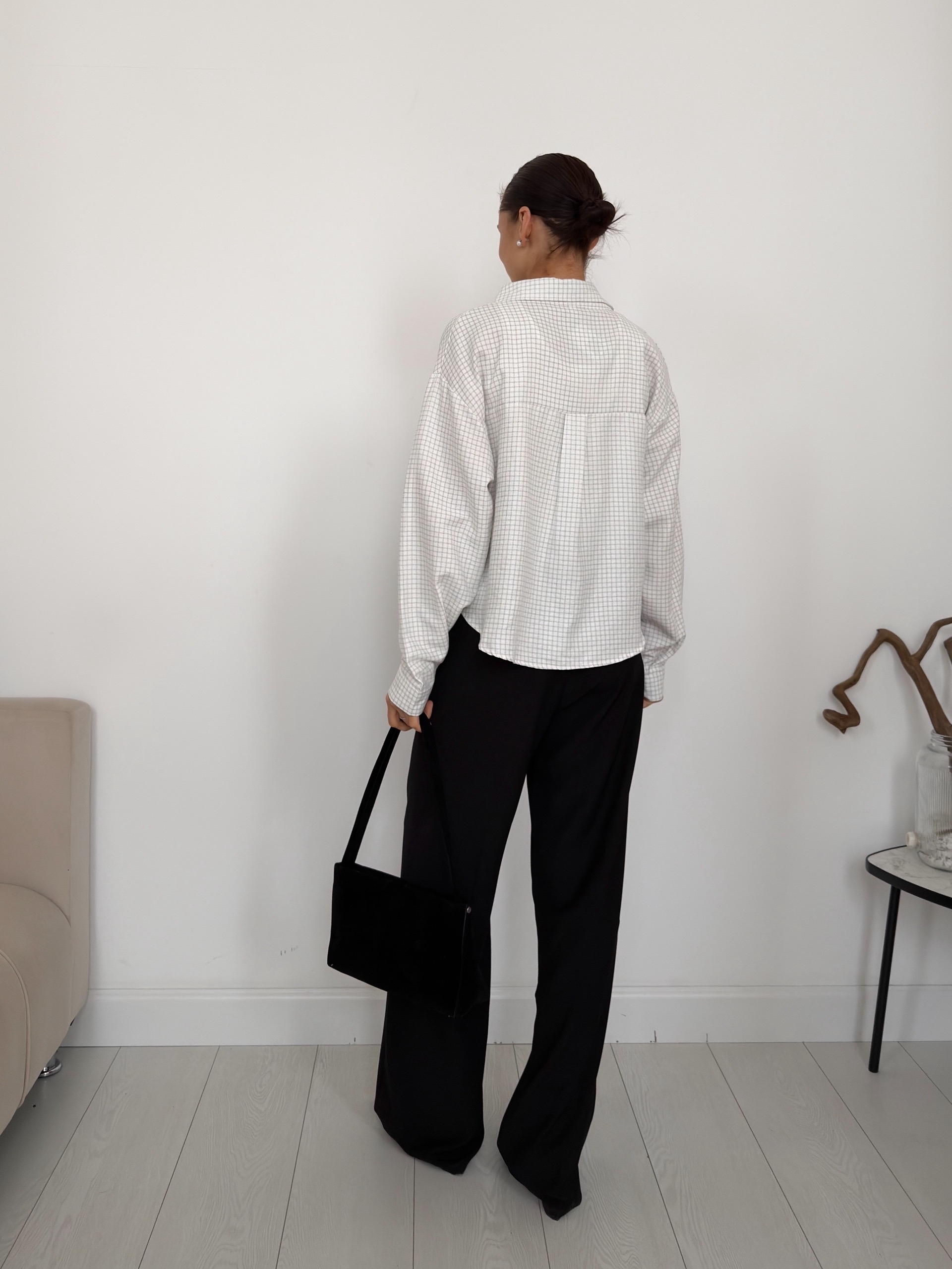 Рубашка Fashion 8985 в клетку+майка+цепочка