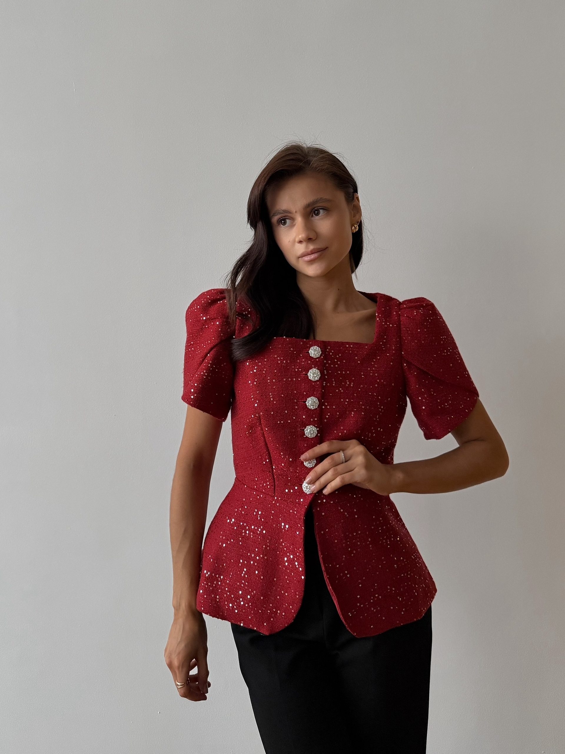 Блуза Ifer на пуговках+паетки+ремень