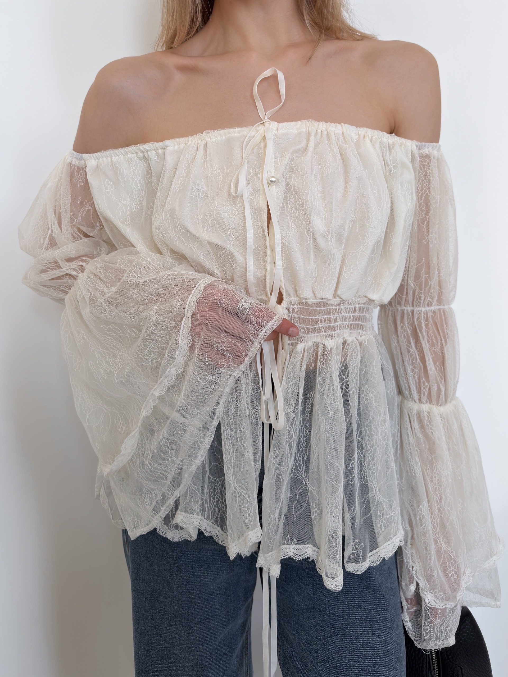 Блуза Fire 9330 легкая кружево на завязках