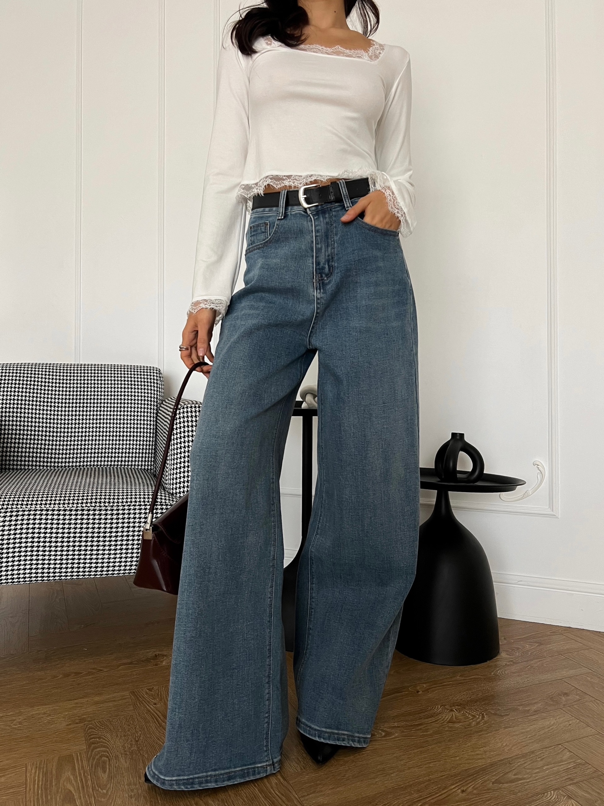 Джинсы 439 широкие с ремнем