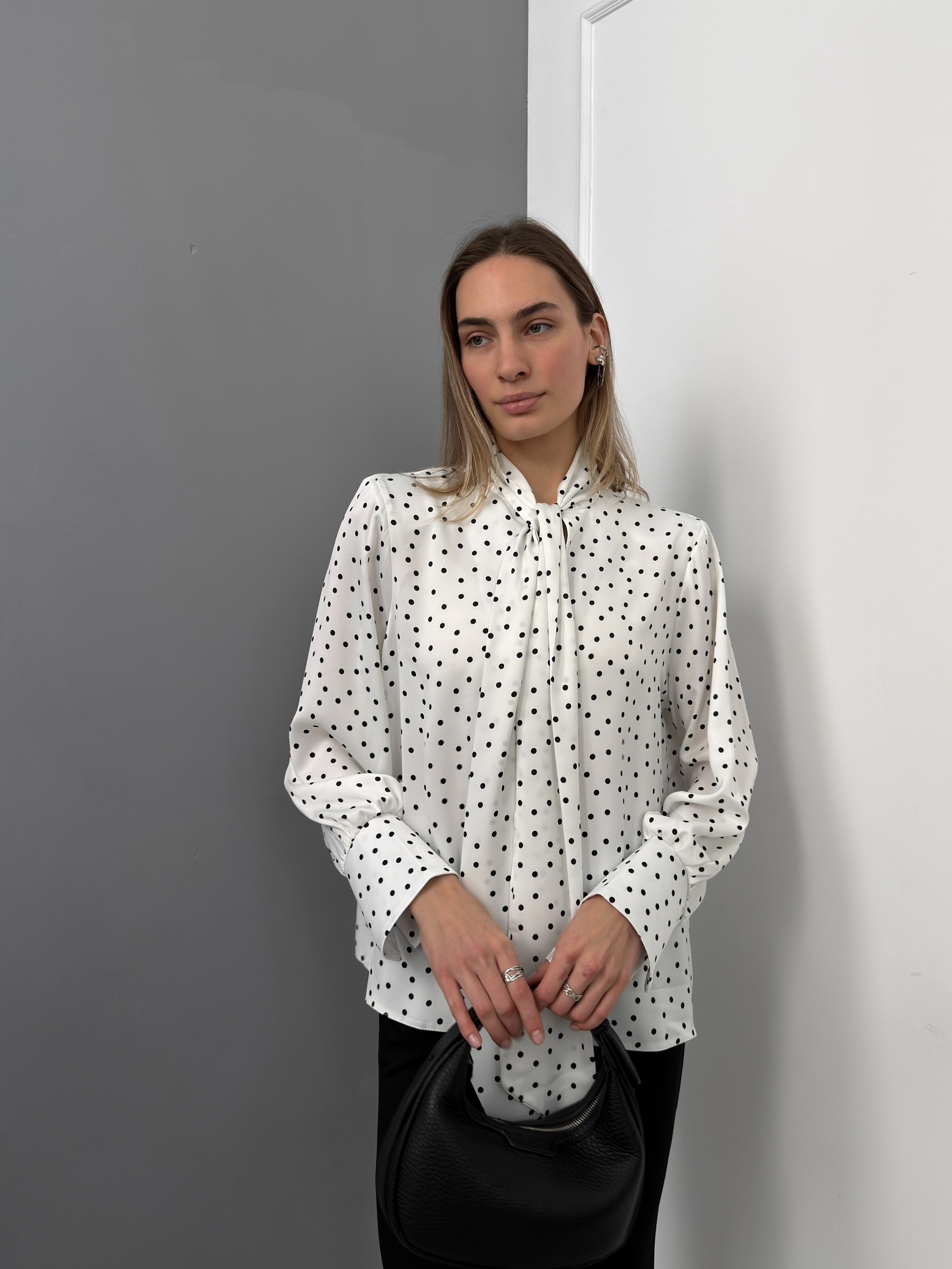 Блуза Koko в горошек завязки на вороте