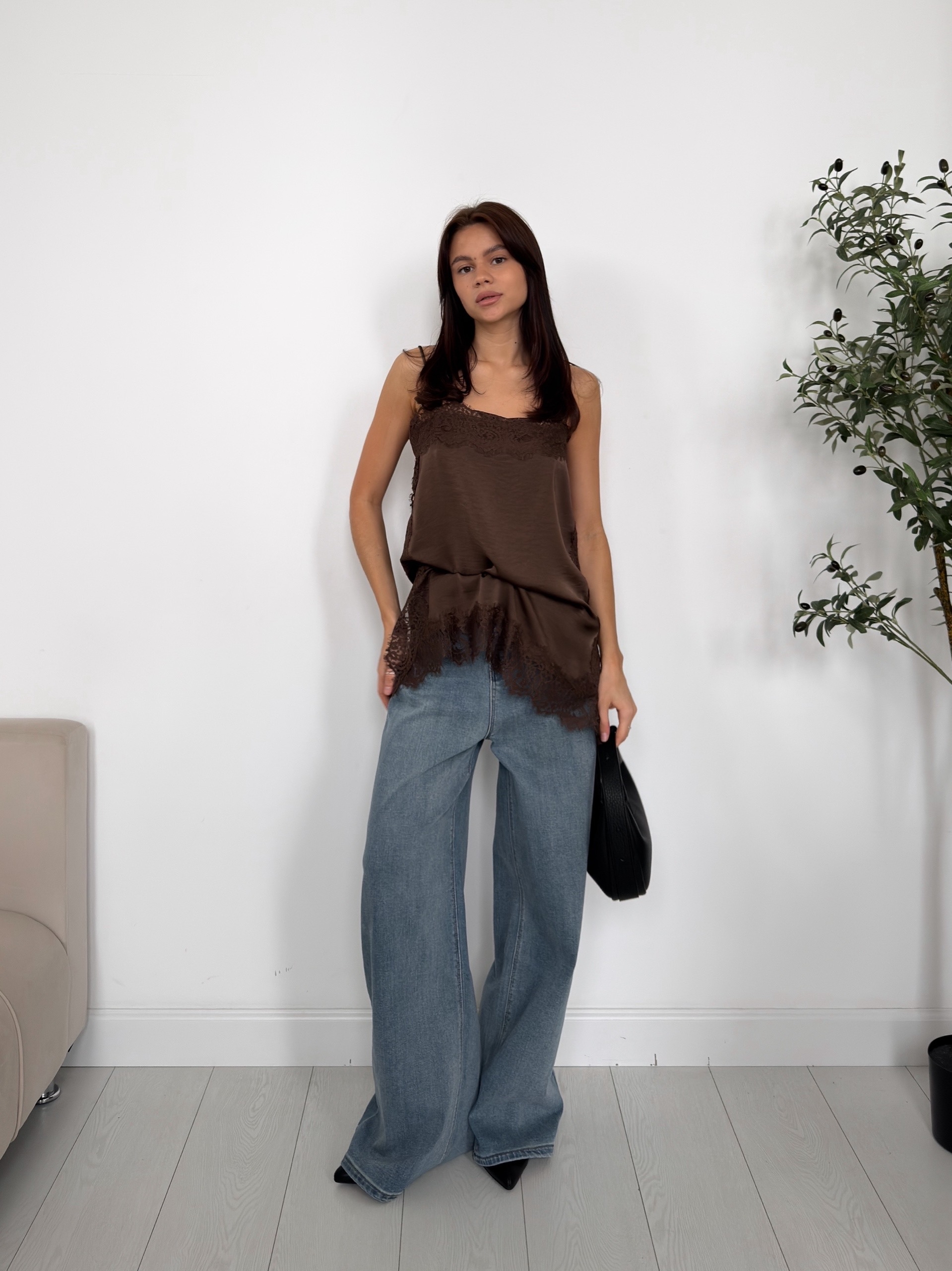 Майка Yiyou C1D1890 кружева атлас