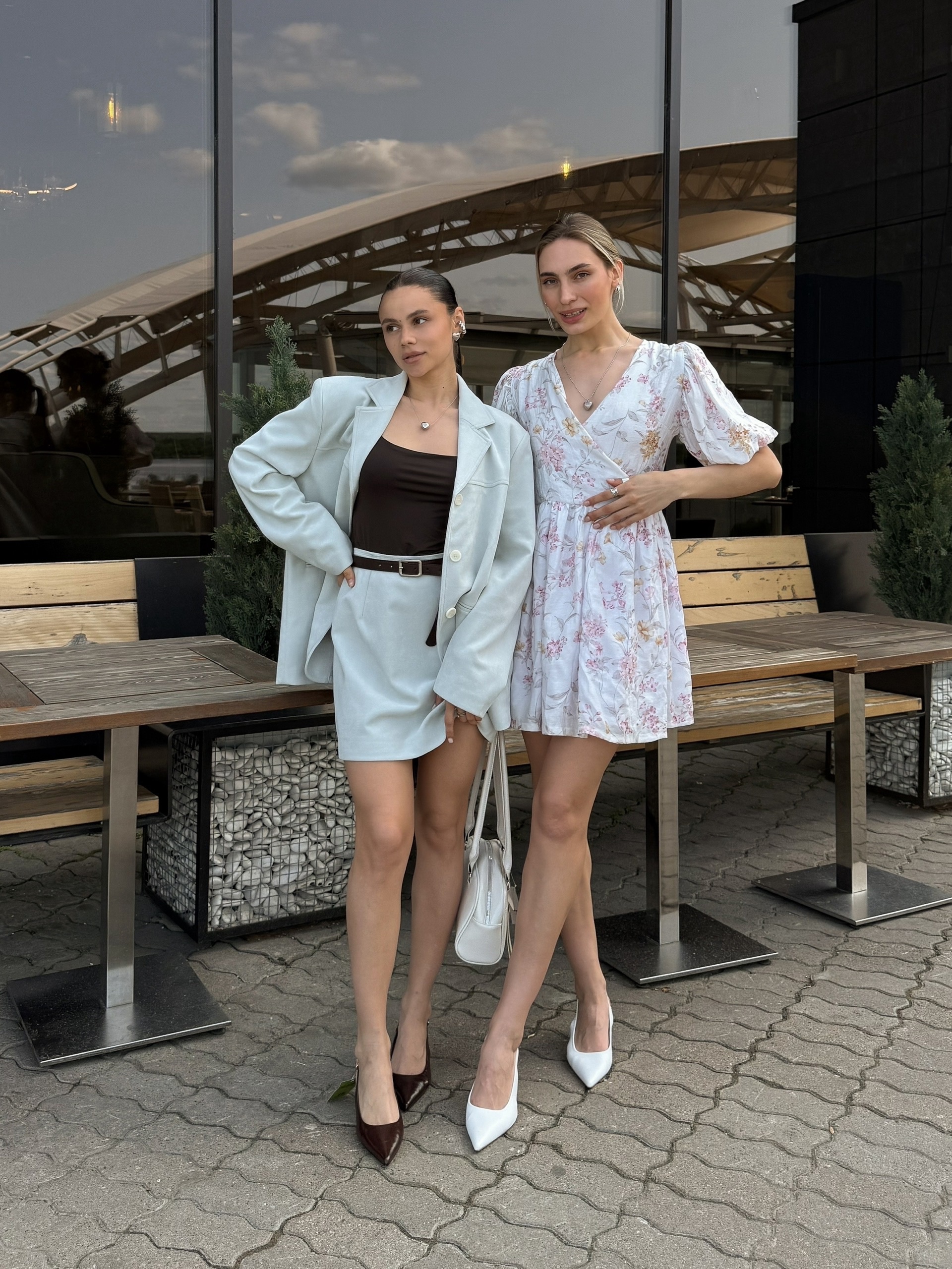 Платье Be trendy на запах принт цветы рукава фонарики