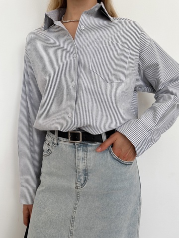 Рубашки, блузки - Рубашка Xingyue 8626 в полоску карман на груди